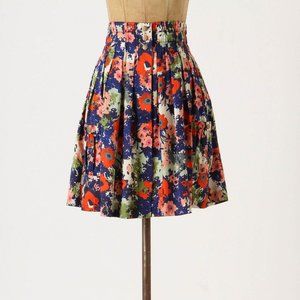 ANTHROPOLOGIE Apothecary Skirt Floral Full Cotton Smocked Waist w/Pockets